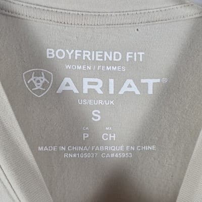 Ariat Women's Small Beige Heritage Round Up Graphic Boyfriend T-Shirt - Thumbnail 3