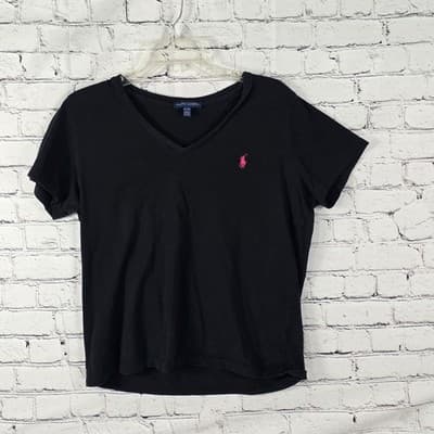 Ralph Lauren Sport Women's XL Black V-Neck Short Sleeve Top - Thumbnail 2