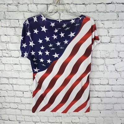 Chicago Rhinestone Sz XL Patriotic Red- White -Blue T-Shirt - Thumbnail 5