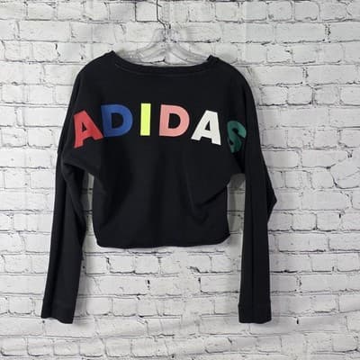 Adidas Women's XS LS Crop Top Sweatshirt - Thumbnail 4