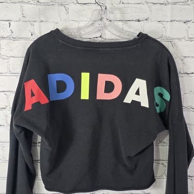 Adidas Women's XS LS Crop Top Sweatshirt - Thumbnail 5
