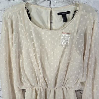 Forever 21 Size Small Ivory Textured Mini Dress - Thumbnail 2