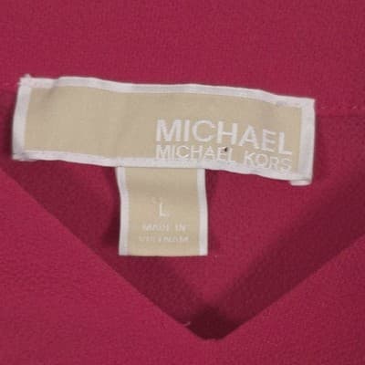 Michael Kors Medium Raspberry V-Neck Bell Sleeve Blouse - Thumbnail 3