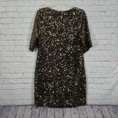 City Chic Women's XS/14 Gold Sequin V-Neck Glam Dress - Thumbnail 6