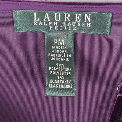 Lauren Ralph Lauren Women’s PM Purple Velvet Keyhole Front Blouse Tunic Top - Thumbnail 3