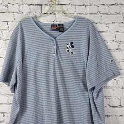 Vtg Mickey Women's Sz 26 Blue Striped Embroidered Shirt - Thumbnail 2
