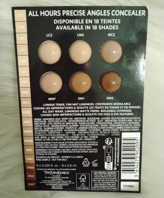 Yves Saint Laurent All Hours Precise Angles Concealer 6 Samples Card - Thumbnail 5