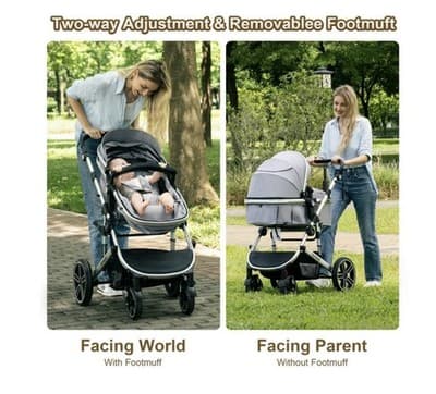 Vomeast Baby Stroller Foldable Aluminum Stroller Reversible Travel Stroller - Thumbnail 2