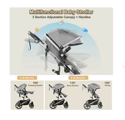 Vomeast Baby Stroller Foldable Aluminum Stroller Reversible Travel Stroller - Thumbnail 3