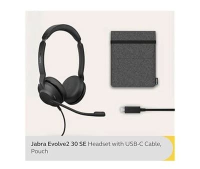 Jabra Evolve2 30 SE Wired Stereo Headset USB-C Noise Cancelling Black - Thumbnail 2