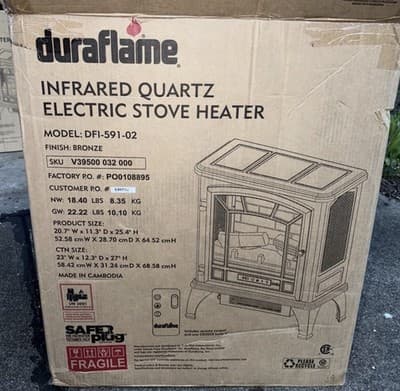 Duraflame 3D Infrared Quartz Electric Fireplace Stove Heater, Bronze DFI-591-02 - Thumbnail 2