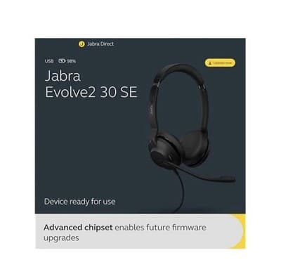 Jabra Evolve2 30 SE Wired Stereo Headset USB-C Noise Cancelling Black - Thumbnail 3