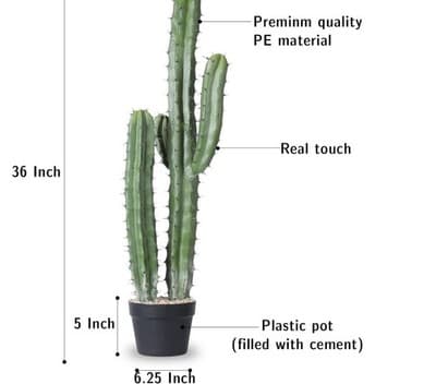 36" Artificial Cactus - Large Faux Cacti for Home, Garden, Office Decor - Thumbnail 2
