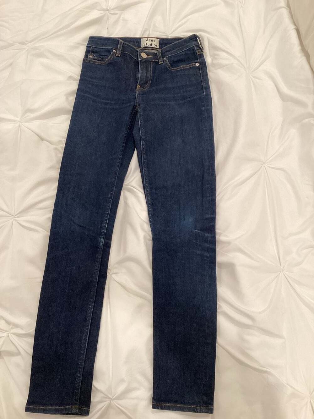 Acne Studios Skin 5 Raw Reform Skinny Jeans Dark Wash Size 24/32 - Thumbnail 3