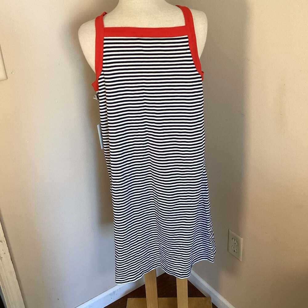 1901 Nordstrom Striped Knit Tank Dress with Red Trim - Thumbnail 3