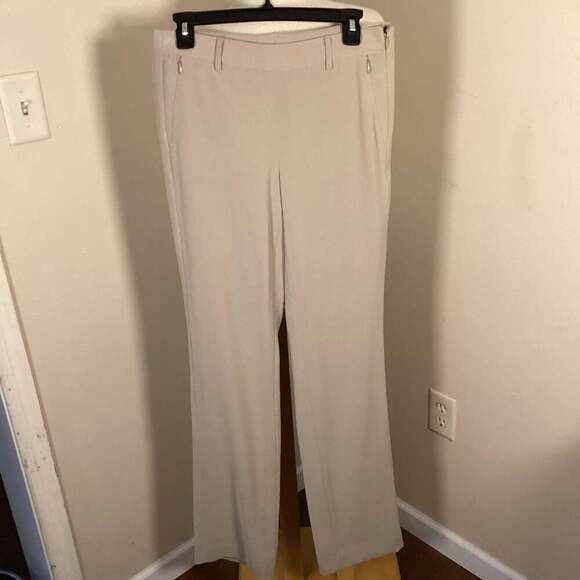 Worth New York Mid-Rise Straight Leg Cream Trousers with Side Zip - Thumbnail 5