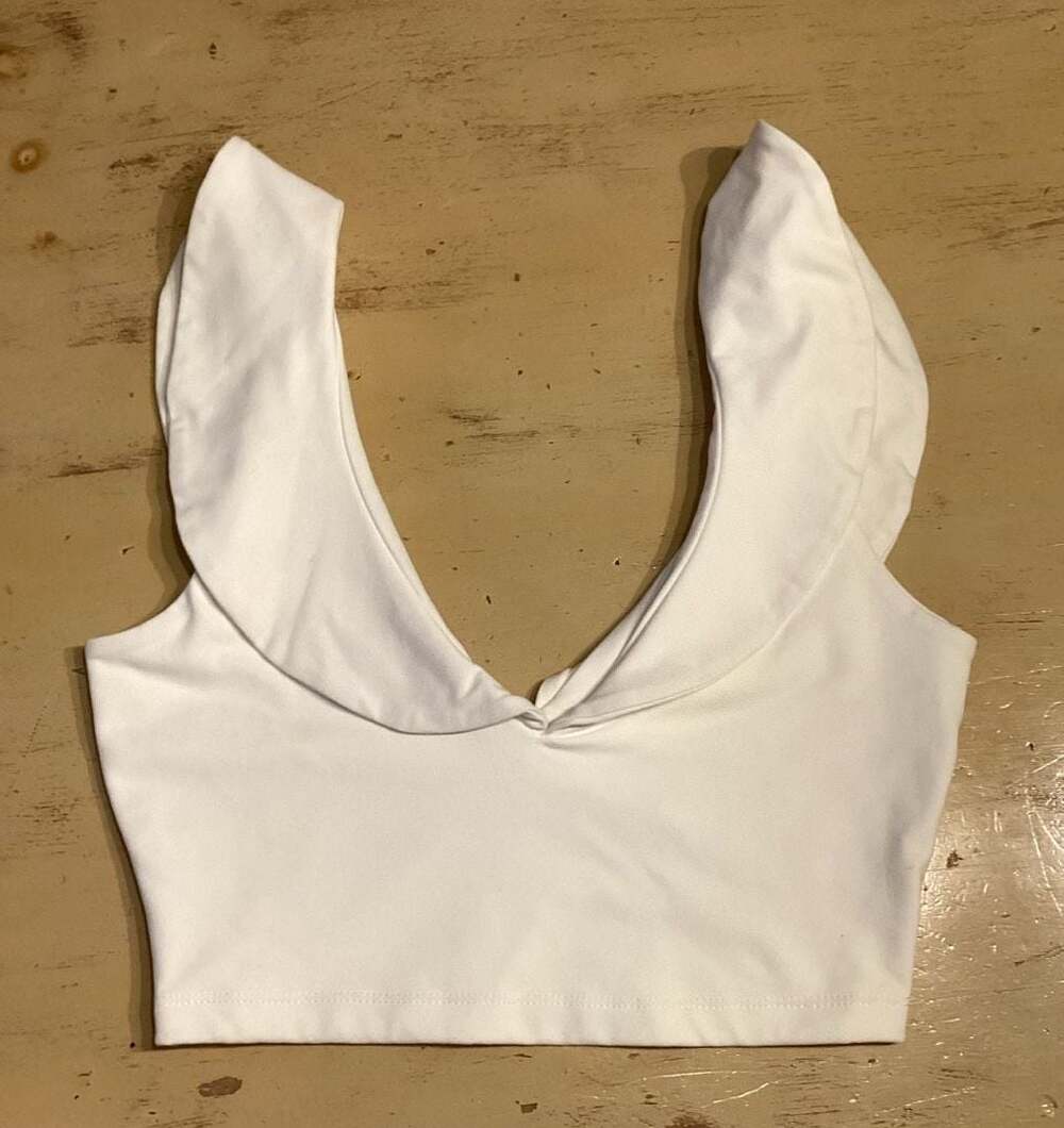 Susana Monaco White Ruffle Crop Top Size XS - Thumbnail 3