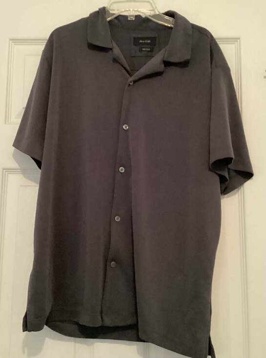 Porter & Ash Men's Charcoal Grey Modal Blend Short Sleeve Camp Collar Shirt - Thumbnail 5