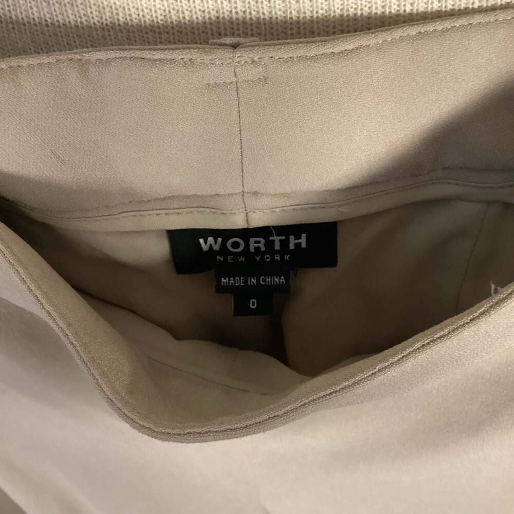 Worth New York Mid-Rise Straight Leg Cream Trousers with Side Zip - Thumbnail 2