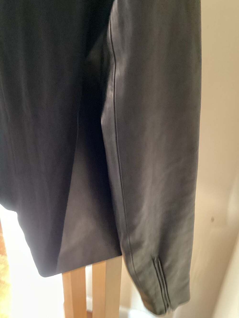 Diane von Furstenberg Olympia Drape Front Leather Sleeve Blazer Jacket Size 12 - Thumbnail 3