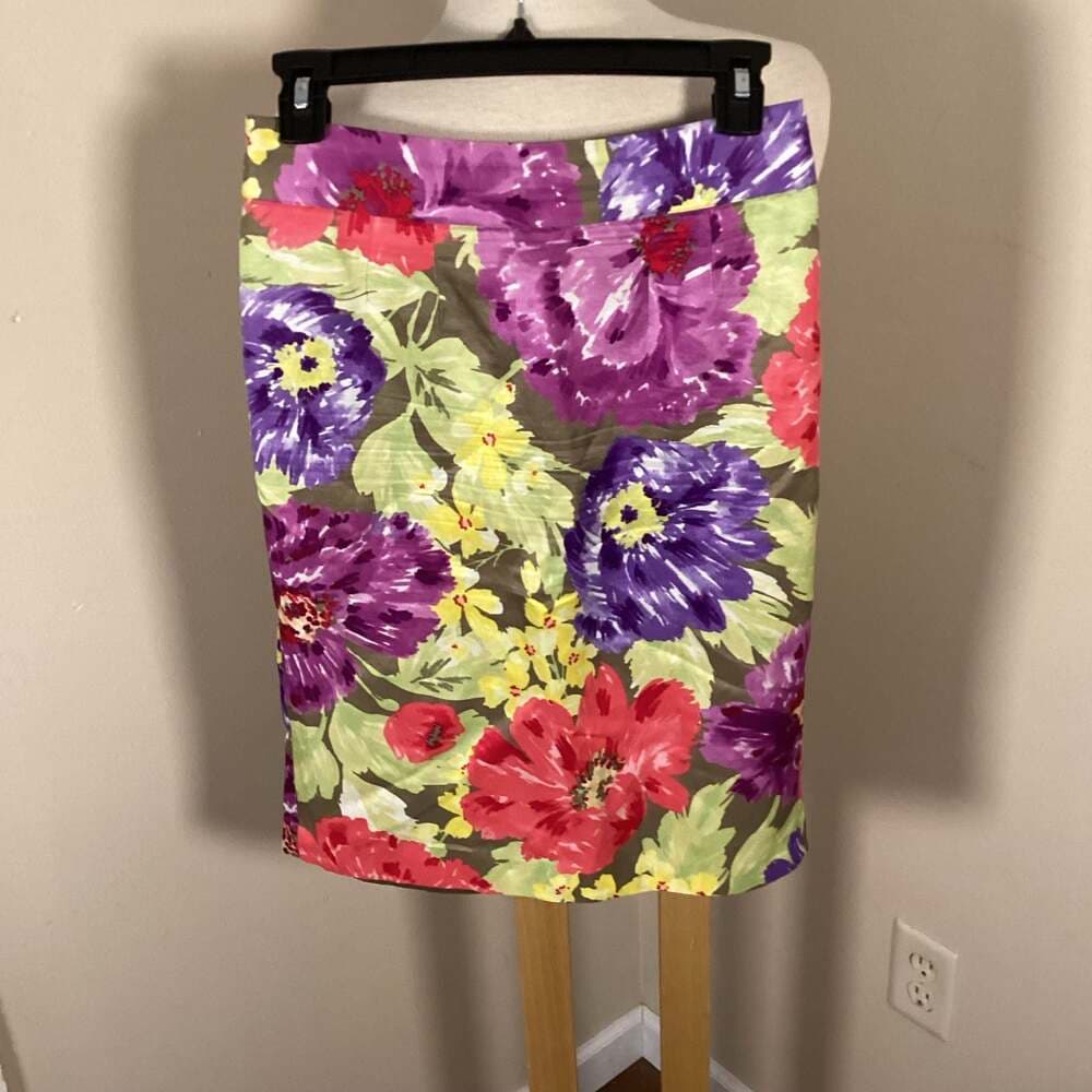 Banana Republic Floral Linen Blend Pencil Skirt Size 0 - Thumbnail 4
