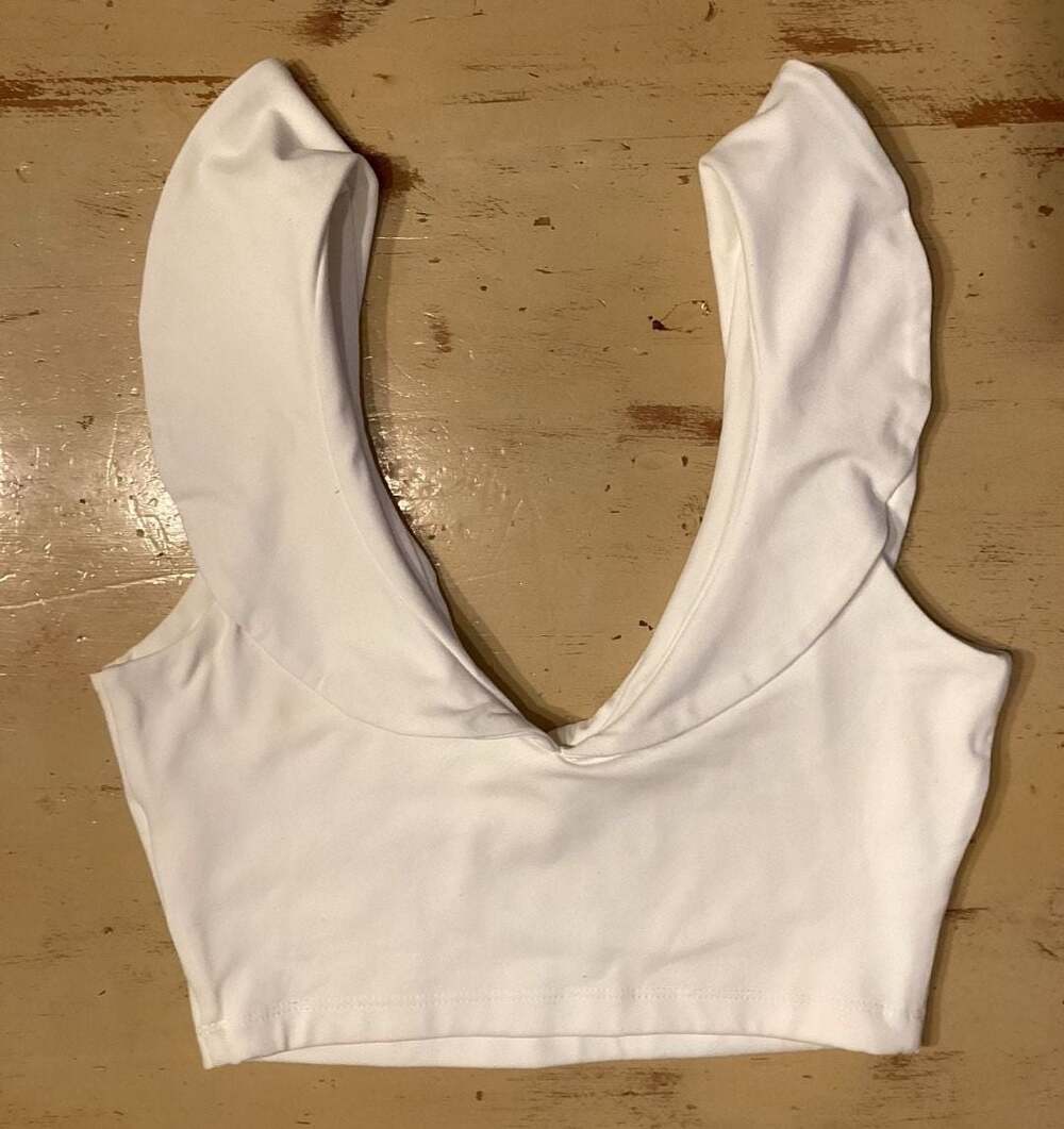 Susana Monaco White Ruffle Crop Top Size XS - Thumbnail 2