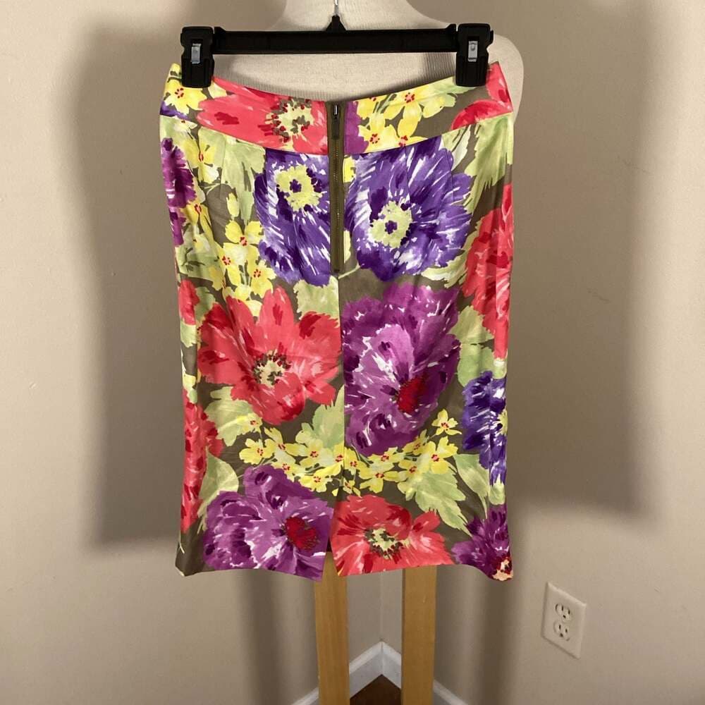 Banana Republic Floral Linen Blend Pencil Skirt Size 0 - Thumbnail 3