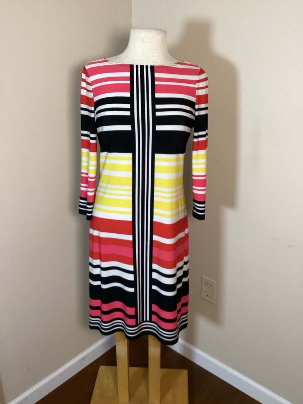 Trina Turk Colorblock Ribbed Knit Dress Size M - Thumbnail 4