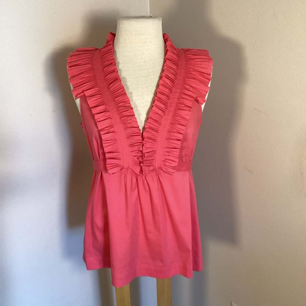 BCBG PINK PLEATED TIE SLEEVELESS TAFFETA TOP - Thumbnail 3