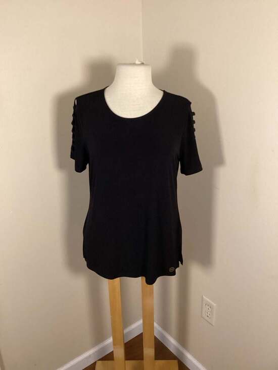 NWT Michael Kors Black Ladder Cut-Out Short Sleeve Top - Thumbnail 5