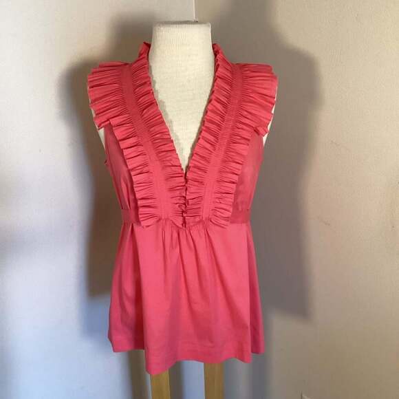BCBG PINK PLEATED TIE SLEEVELESS TAFFETA TOP - Thumbnail 4