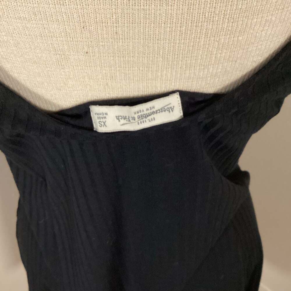 Abercrombie & Fitch Black Ribbed Short Sleeve Open Back Mini Dress - Thumbnail 2