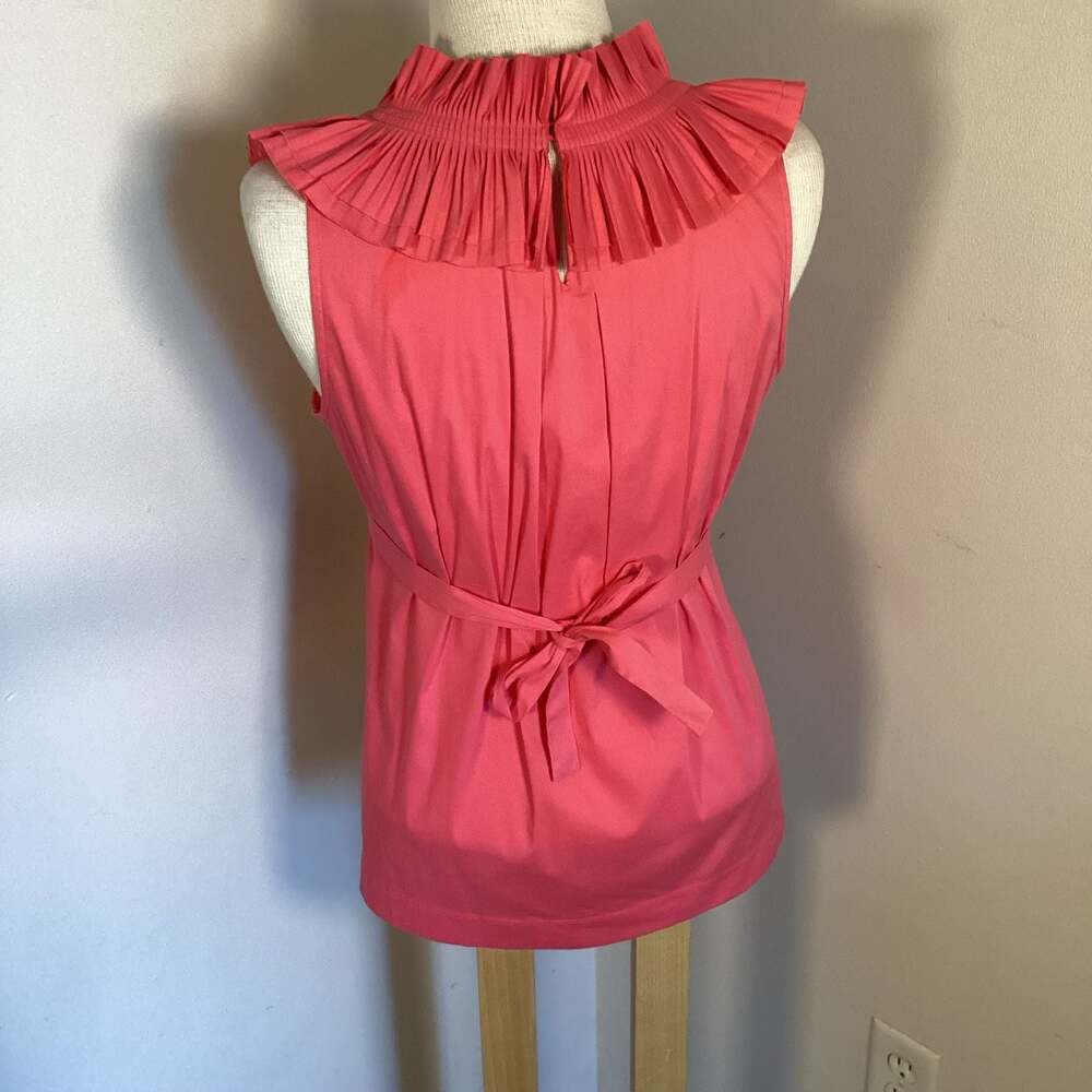BCBG PINK PLEATED TIE SLEEVELESS TAFFETA TOP - Thumbnail 2
