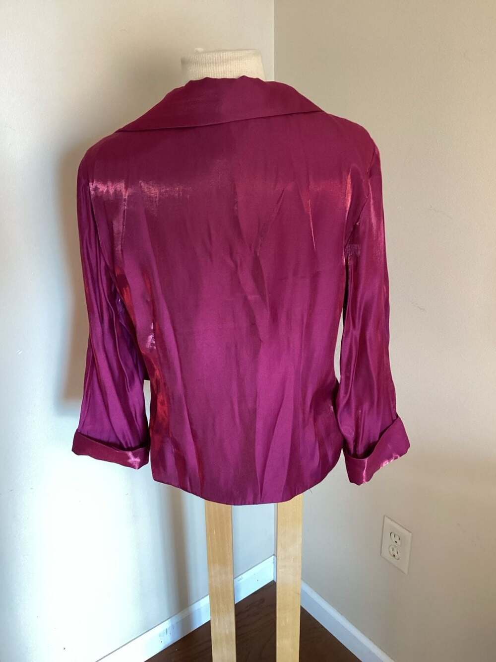 Vintage Ronni Nicole by Ouida Shimmer Wrap Top XL Magenta Rhinestone Buckle - Thumbnail 3
