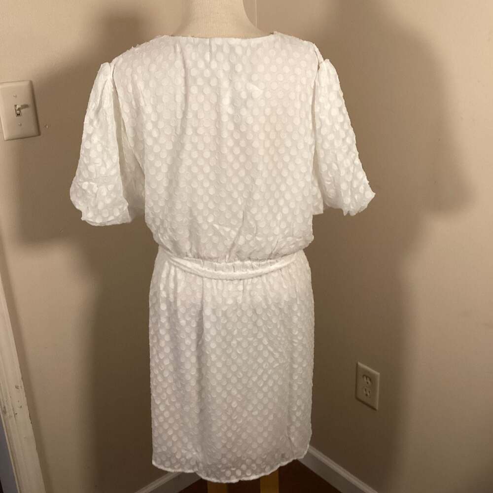 Fraiche by J White Swiss Dot Jacquard Faux Wrap Dress - Thumbnail 3
