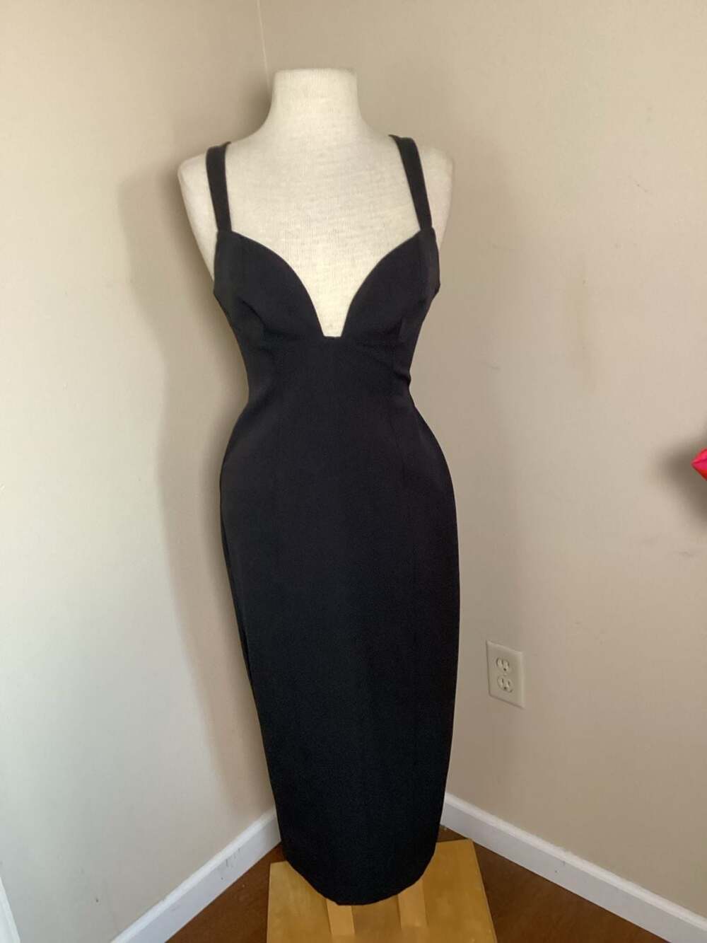 BHLDN Black Midi Dress Size XS - Thumbnail 4
