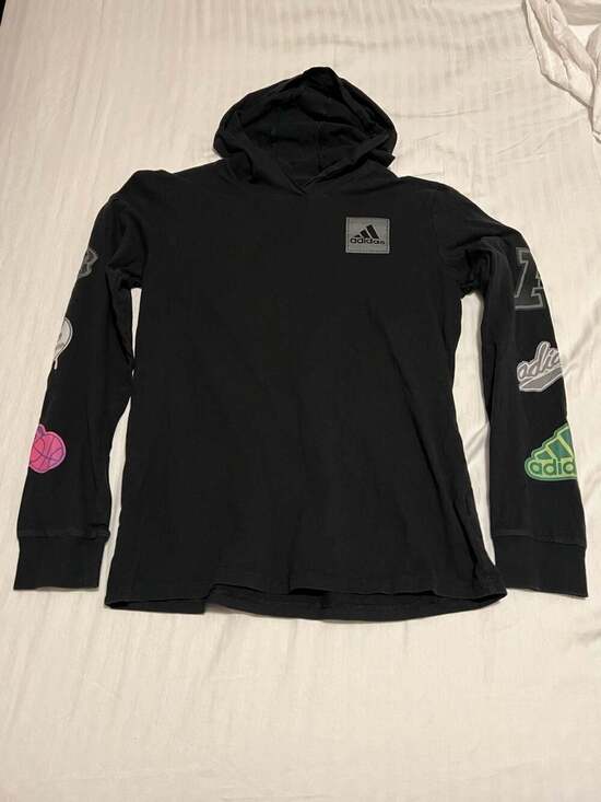 adidas Girls XL (18/20) Black Hooded Graphic Tee with Multi-Sport Sleeve Patches - Thumbnail 6