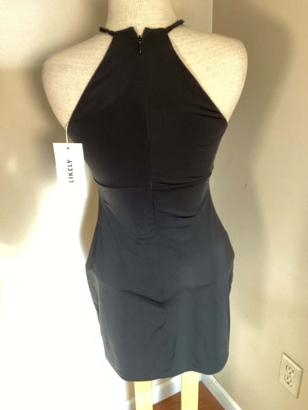 LIKELY Marianne Rosette Ruched Halter Mini Dress in Black - Thumbnail 3