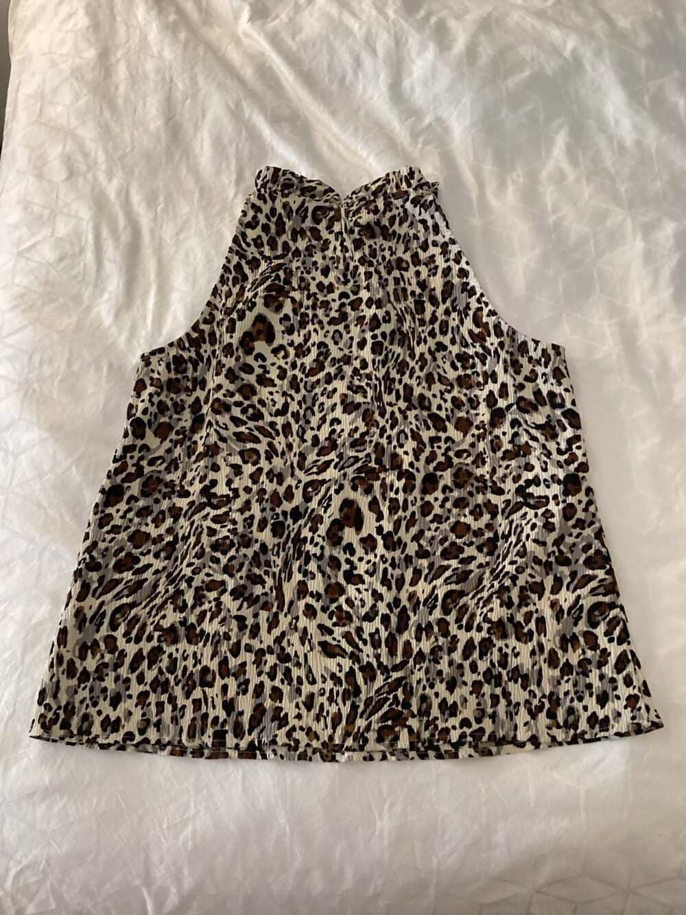 THML Leopard Print Pleated High Neck Halter Top - Thumbnail 2