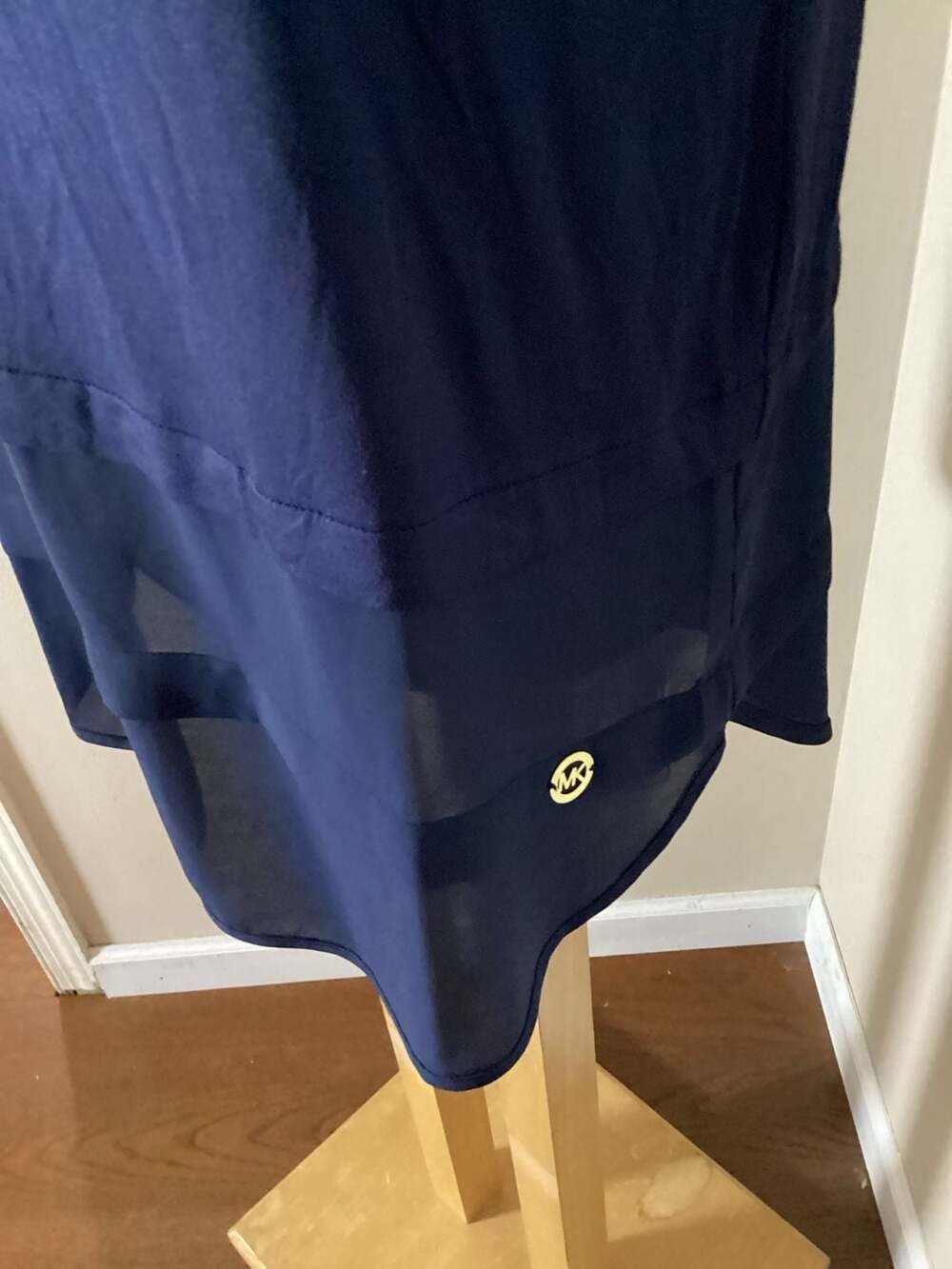 MICHAEL Michael Kors Navy Blue Sleeveless Layered Chiffon Hem Tank Top Size M - Thumbnail 3
