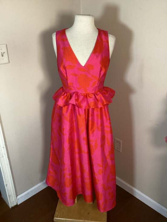 Kate Spade New York Floral Peplum Midi Dress Size 6 - Thumbnail 4