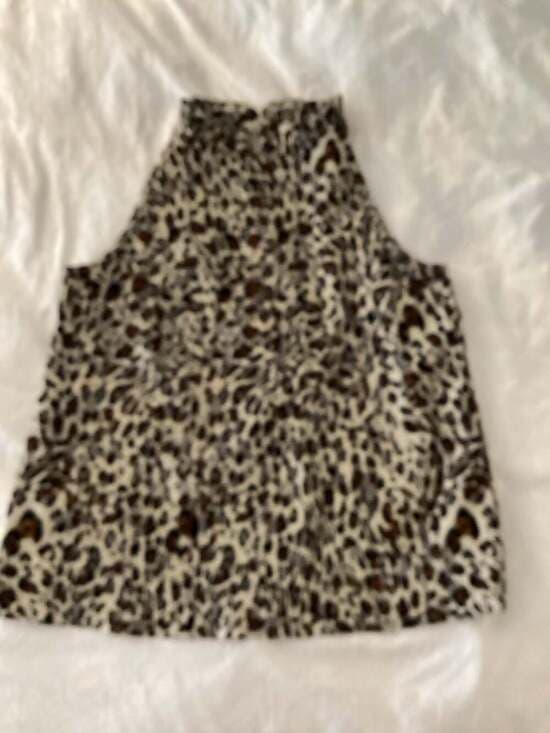 THML Leopard Print Pleated High Neck Halter Top - Thumbnail 4