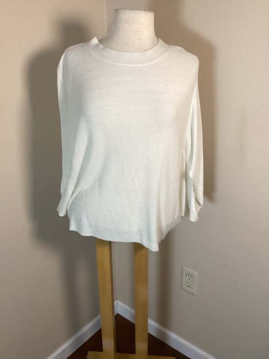 Savvi White Knit Dolman Sleeve Sweater Size MD-LG - Thumbnail 6