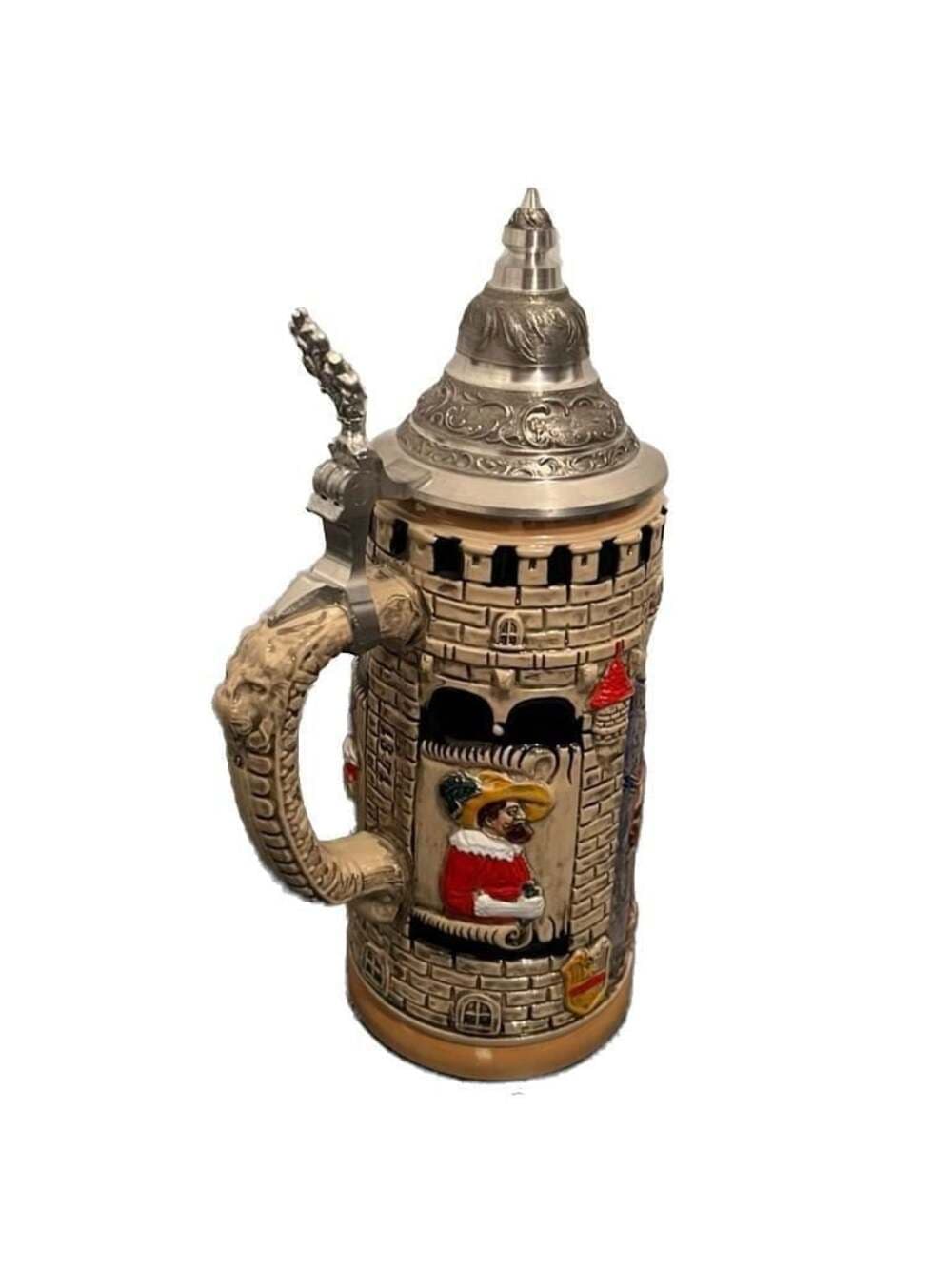 Vintage Rothenburg o.d.T. German Ceramic Beer Stein with Pewter Lid - Thumbnail 7