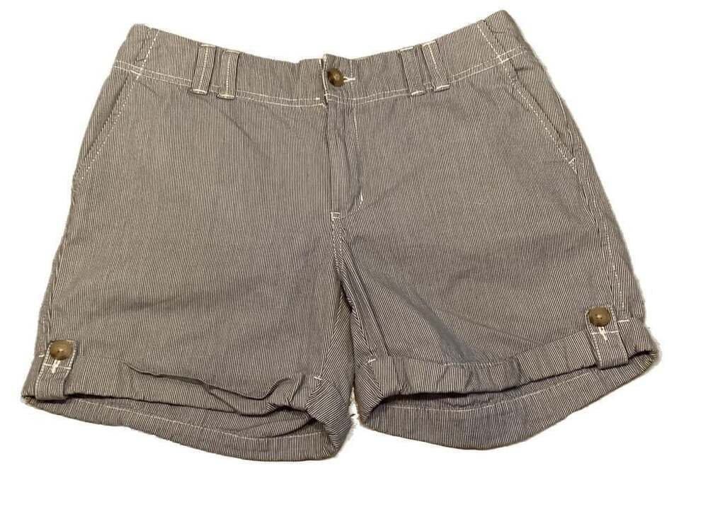 Eddie Bauer Women's Size 8 Blue White Pinstripe Cuffed Shorts - Thumbnail 4