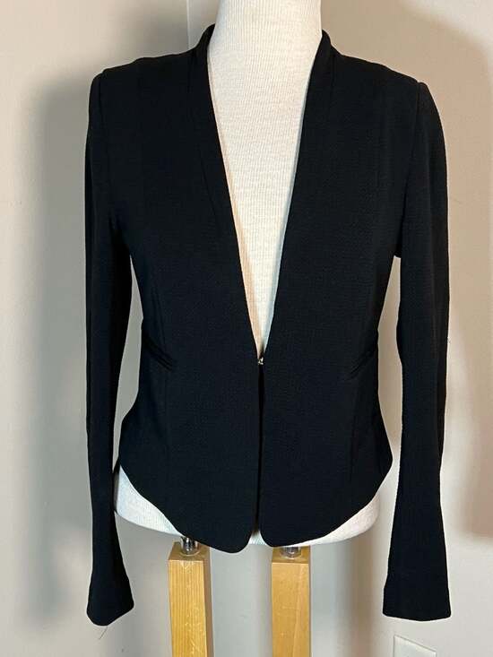 IRIS Los Angeles Black Textured Open Front Blazer Jacket Size L - Thumbnail 4