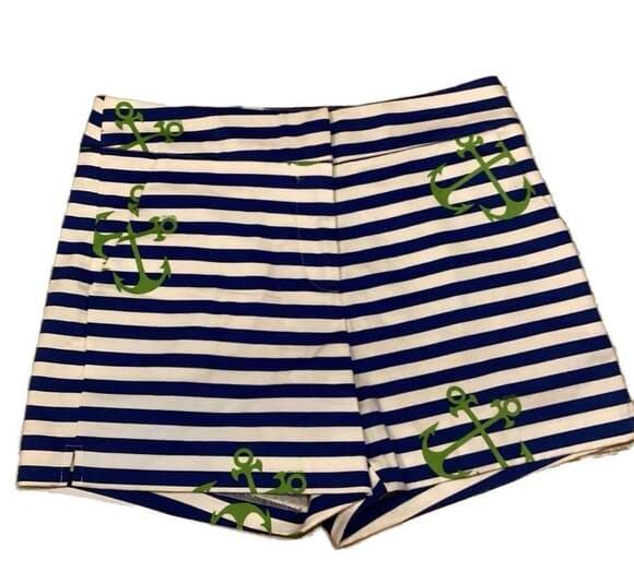 Melly M Women's Size 0 Blue and White Striped Anchor Print Shorts - Thumbnail 5