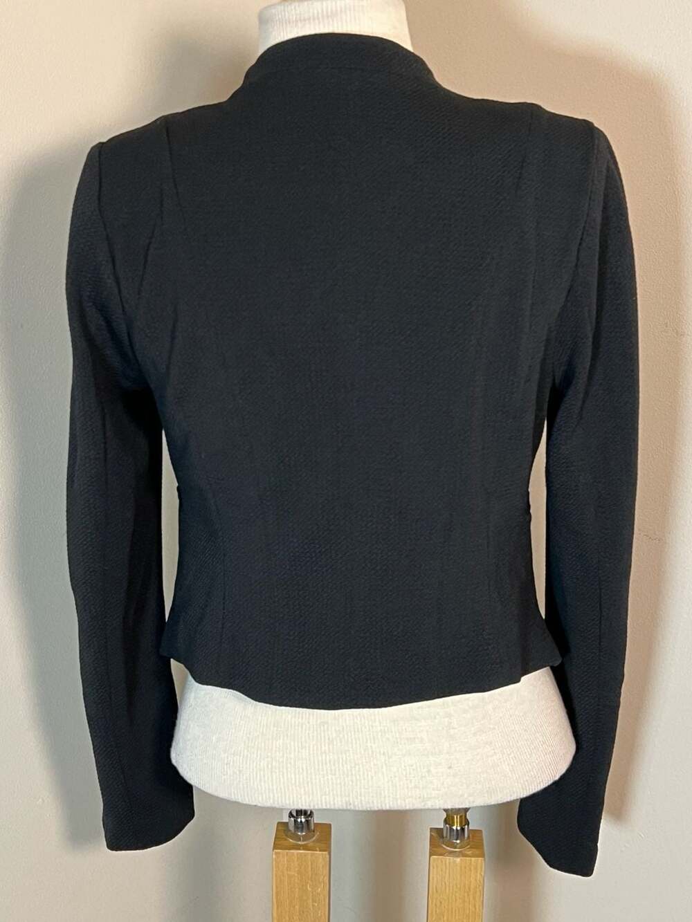IRIS Los Angeles Black Textured Open Front Blazer Jacket Size L - Thumbnail 2