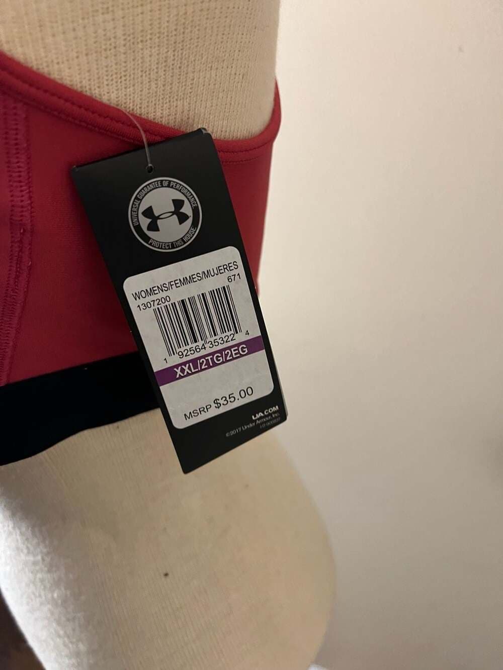 Under Armour Women's Armour Mid Crossback Sports Bra Pink XXL NWT - Thumbnail 2