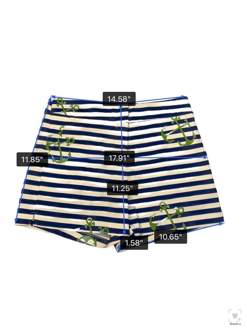 Melly M Women's Size 0 Blue and White Striped Anchor Print Shorts - Thumbnail 3